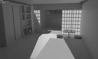 练习 · 日式室内白模（Blender 视口）